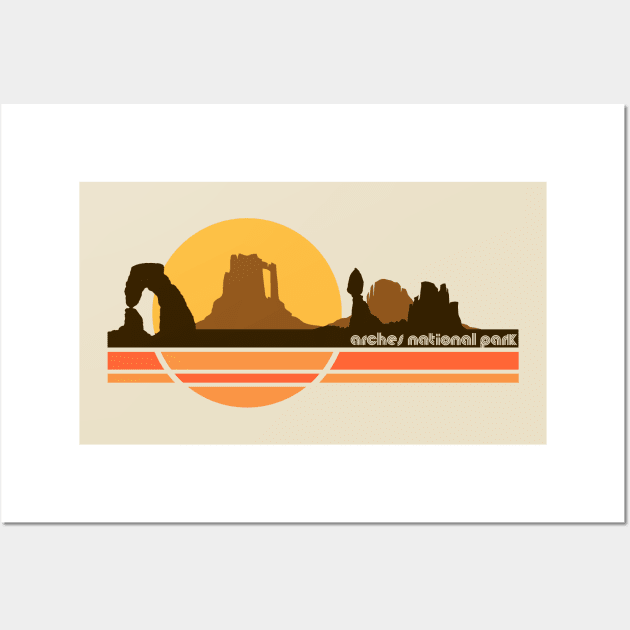 Arches National Park Retro 70s Tourist Souvenir Wall Art by darklordpug